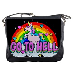 Go To Hell - Unicorn Messenger Bags by Valentinaart