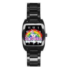 Go To Hell - Unicorn Stainless Steel Barrel Watch by Valentinaart