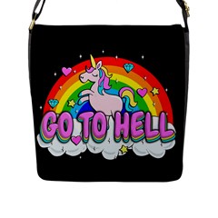 Go To Hell - Unicorn Flap Messenger Bag (l)  by Valentinaart