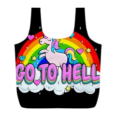 Go To Hell - Unicorn Full Print Recycle Bags (l)  by Valentinaart