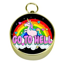 Go To Hell - Unicorn Gold Compasses by Valentinaart