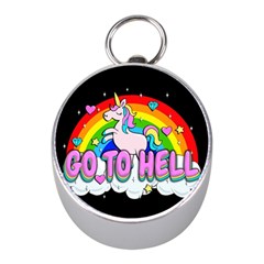 Go To Hell - Unicorn Mini Silver Compasses by Valentinaart