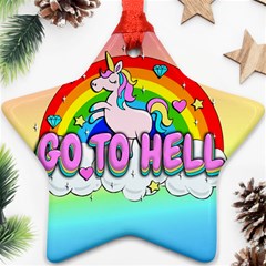 Go To Hell - Unicorn Ornament (star) by Valentinaart