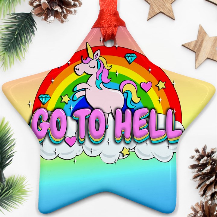 Go to Hell - Unicorn Ornament (Star)