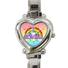 Go To Hell - Unicorn Heart Italian Charm Watch by Valentinaart