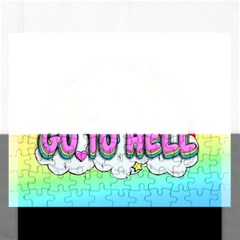 Go To Hell - Unicorn Rectangular Jigsaw Puzzl by Valentinaart