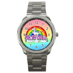 Go To Hell - Unicorn Sport Metal Watch by Valentinaart