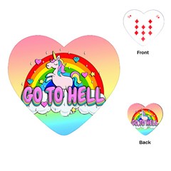 Go To Hell - Unicorn Playing Cards (heart)  by Valentinaart