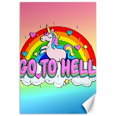 Go To Hell - Unicorn Canvas 12  X 18   by Valentinaart