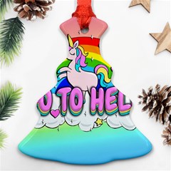 Go To Hell - Unicorn Christmas Tree Ornament (two Sides) by Valentinaart