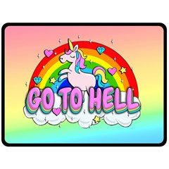 Go To Hell - Unicorn Double Sided Fleece Blanket (large)  by Valentinaart