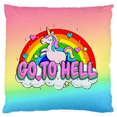 Go To Hell - Unicorn Large Flano Cushion Case (one Side) by Valentinaart