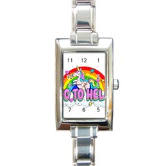 Go To Hell - Unicorn Rectangle Italian Charm Watch by Valentinaart