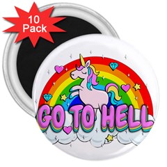 Go To Hell - Unicorn 3  Magnets (10 Pack)  by Valentinaart