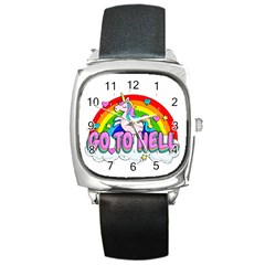 Go To Hell - Unicorn Square Metal Watch by Valentinaart