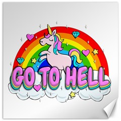 Go To Hell - Unicorn Canvas 12  X 12   by Valentinaart