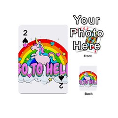 Go To Hell - Unicorn Playing Cards 54 (mini)  by Valentinaart