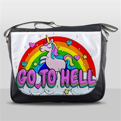 Go To Hell - Unicorn Messenger Bags by Valentinaart