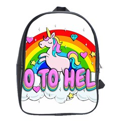 Go To Hell - Unicorn School Bag (xl) by Valentinaart