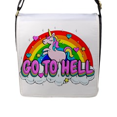 Go To Hell - Unicorn Flap Messenger Bag (l)  by Valentinaart