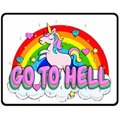 Go To Hell - Unicorn Double Sided Fleece Blanket (medium)  by Valentinaart