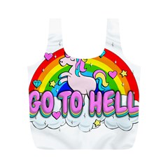 Go To Hell - Unicorn Full Print Recycle Bags (m)  by Valentinaart