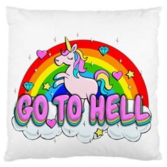 Go To Hell - Unicorn Large Flano Cushion Case (one Side) by Valentinaart