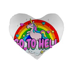 Go To Hell - Unicorn Standard 16  Premium Flano Heart Shape Cushions by Valentinaart