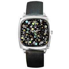 Space Pattern Square Metal Watch by Valentinaart