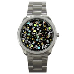 Space Pattern Sport Metal Watch by Valentinaart