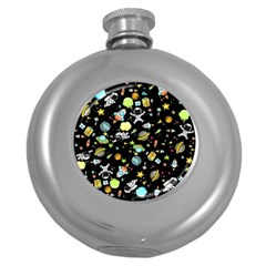 Space Pattern Round Hip Flask (5 Oz) by Valentinaart