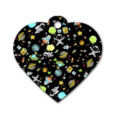 Space Pattern Dog Tag Heart (one Side) by Valentinaart