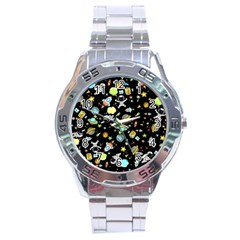 Space Pattern Stainless Steel Analogue Watch by Valentinaart