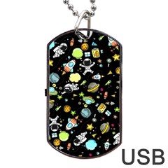 Space Pattern Dog Tag Usb Flash (two Sides) by Valentinaart