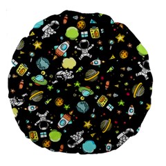 Space Pattern Large 18  Premium Round Cushions by Valentinaart