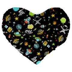 Space Pattern Large 19  Premium Heart Shape Cushions by Valentinaart