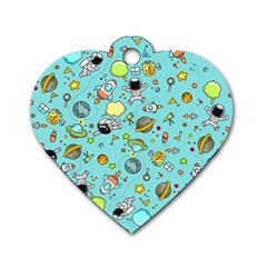 Space Pattern Dog Tag Heart (one Side) by Valentinaart