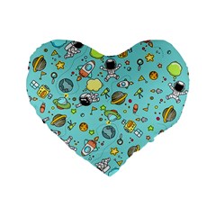 Space Pattern Standard 16  Premium Heart Shape Cushions by Valentinaart