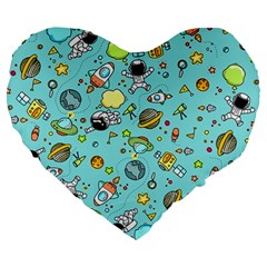 Space Pattern Large 19  Premium Heart Shape Cushions by Valentinaart