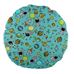 Space Pattern Large 18  Premium Flano Round Cushions by Valentinaart