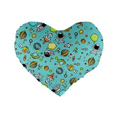 Space Pattern Standard 16  Premium Flano Heart Shape Cushions by Valentinaart