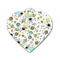 Space Pattern Dog Tag Heart (one Side) by Valentinaart