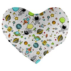 Space Pattern Large 19  Premium Heart Shape Cushions by Valentinaart