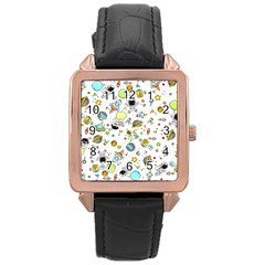 Space Pattern Rose Gold Leather Watch  by Valentinaart