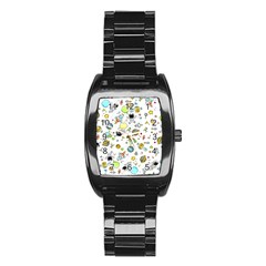 Space Pattern Stainless Steel Barrel Watch by Valentinaart