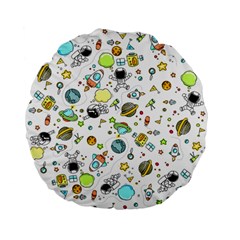 Space Pattern Standard 15  Premium Flano Round Cushions by Valentinaart