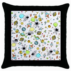 Space Pattern Throw Pillow Case (black) by Valentinaart