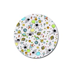 Space Pattern Rubber Coaster (round)  by Valentinaart