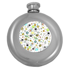 Space Pattern Round Hip Flask (5 Oz) by Valentinaart