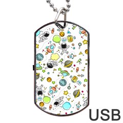 Space Pattern Dog Tag Usb Flash (one Side) by Valentinaart